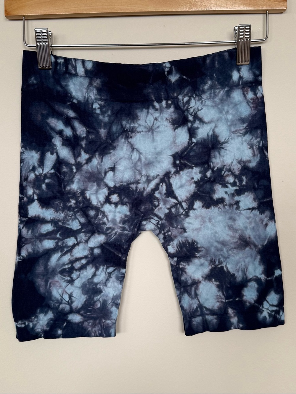 Free People Intimately Free Seamless Ribbed Bike Shorts Blue Tie Dye Size XS/S